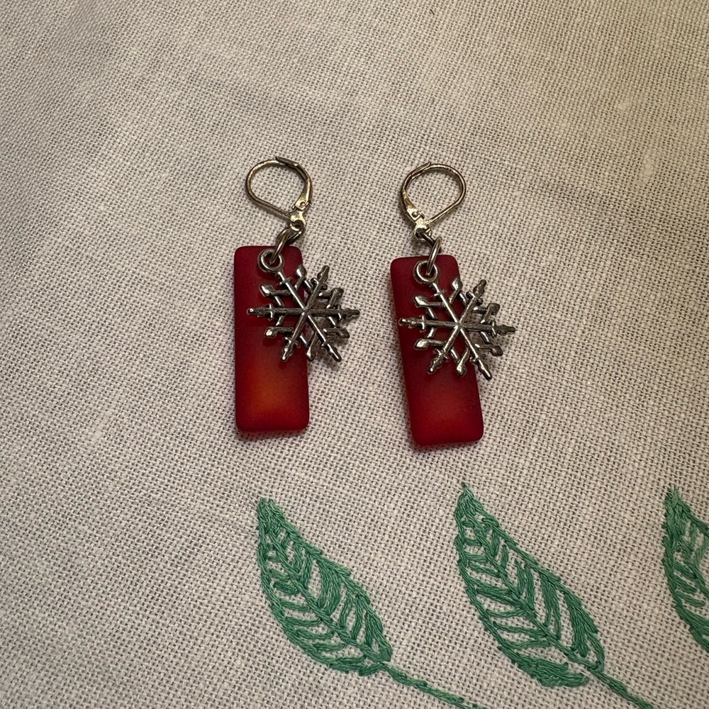Red Snowflake Earrings